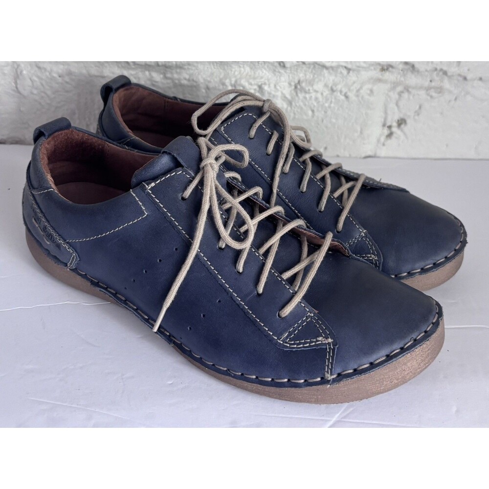 Josef Seibel Fergey Blue Leather Lace Up Shoes Women's EU 39 US Size 8.5 Casual